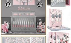 Collection of Amborela wall art in gray and pink for nursery color scheme idea