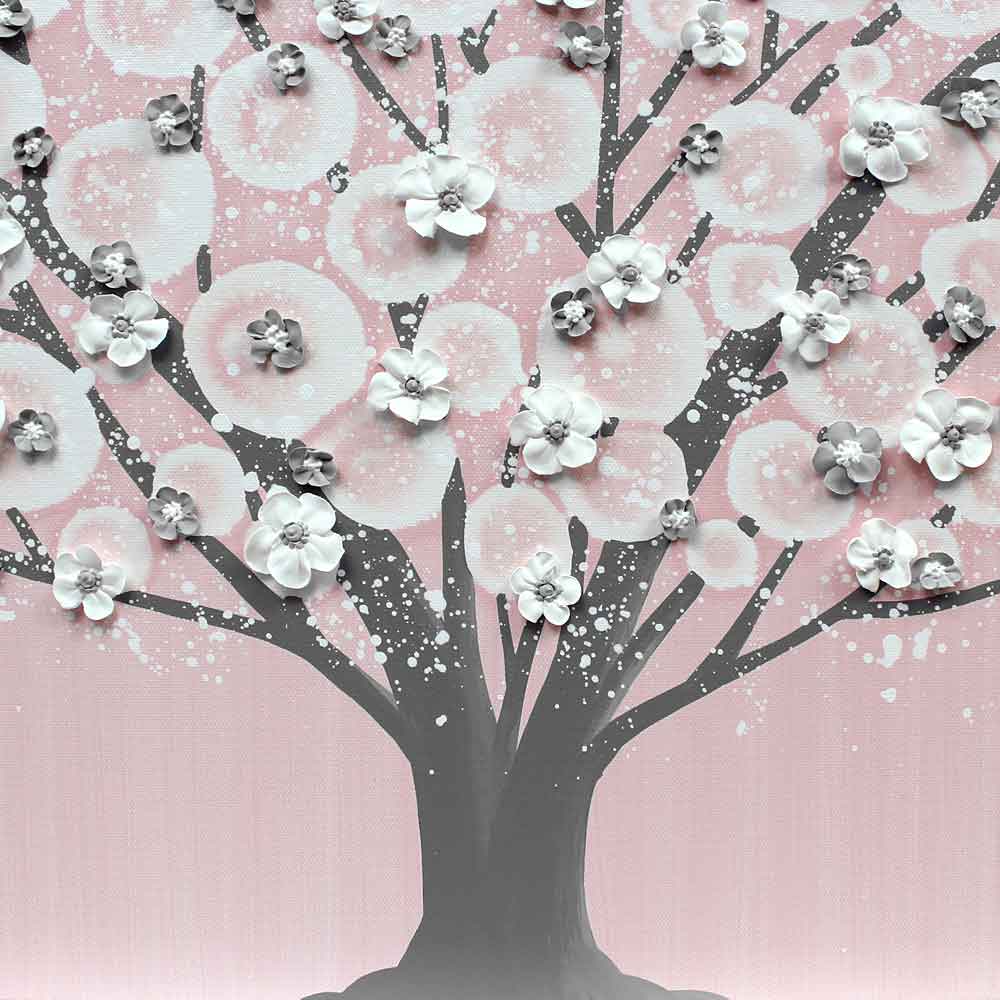 Pink and Gray Nursery Wall Art Tree for Baby Girl Medium Large