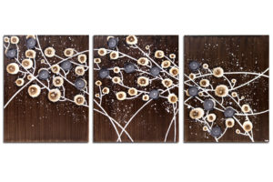 Abstract Canvas Wall Art of Brown and Gray Flowers | Large