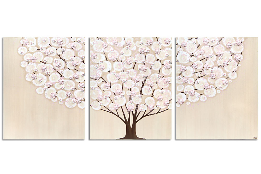 Nursery art khaki and pink flowering tree