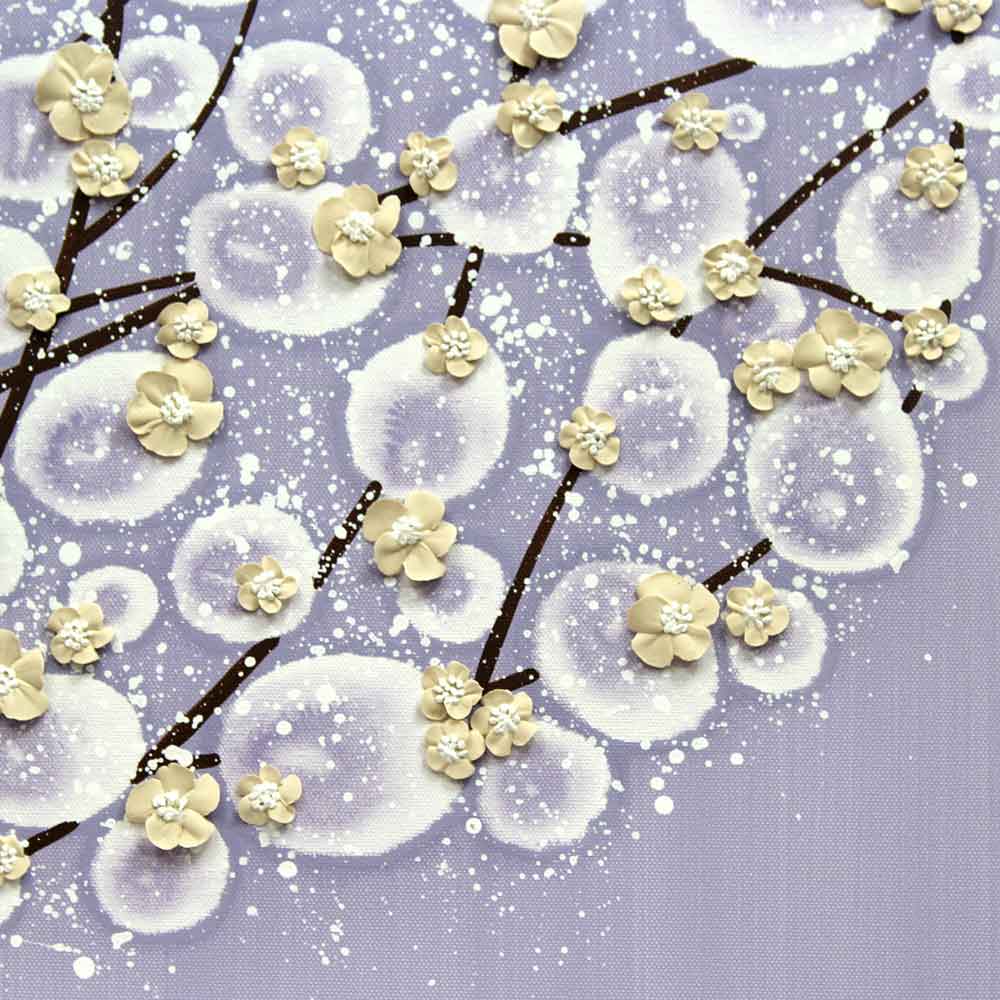 Close up of nursery art lavender and khaki flowering tree
