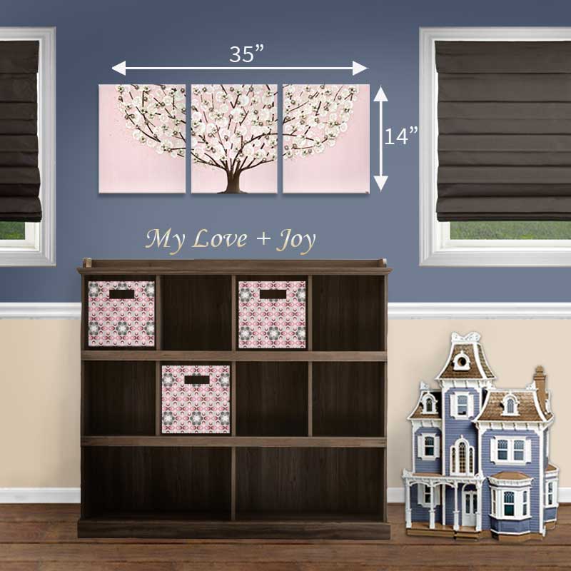 Medium size guide for pink and brown tree nursery art