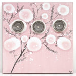Nursery Painting of Flowers in Pink and Gray on Canvas | Small