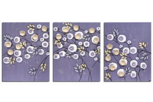 Purple Nursery Wall Art Canvas Painting of Flowers | Large