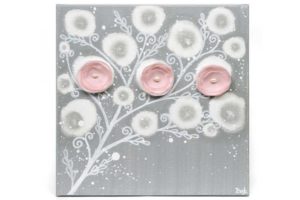 Art Painting of Flowers for Pink and Gray Girl Nursery | Small