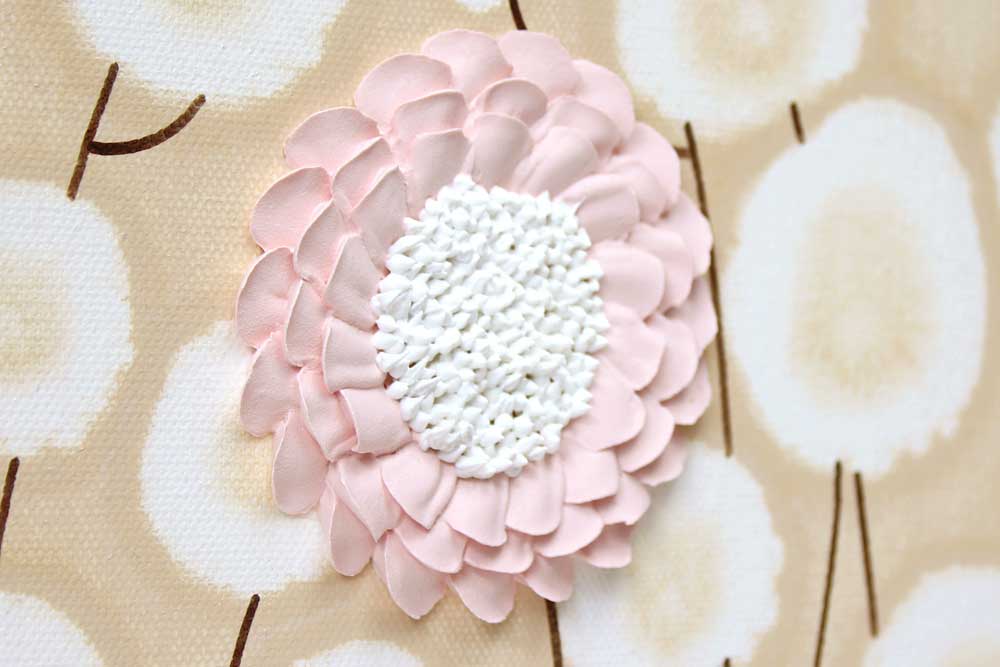 3D flower on nursery art pink and khaki flowers