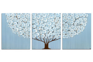 Tree Wall Art in Sky Blue, Brown | 3 Canvas Size Options