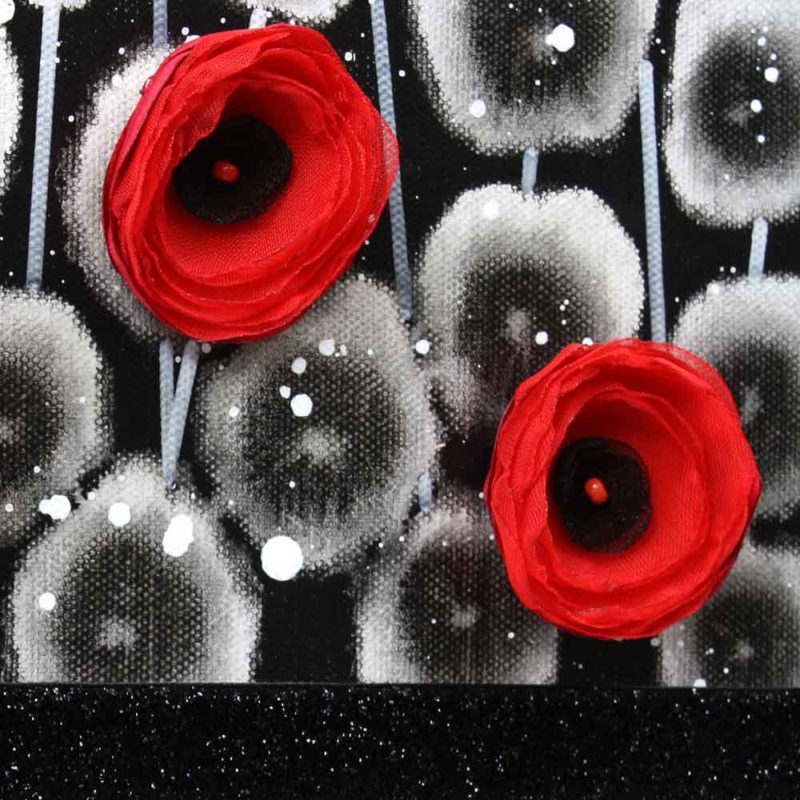 Red and Black Wall Art Poppy Flower Painting Canvas – Small – Amborela