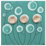 Canvas Art Painting of Poppy Flowers Teal and Brown | Small
