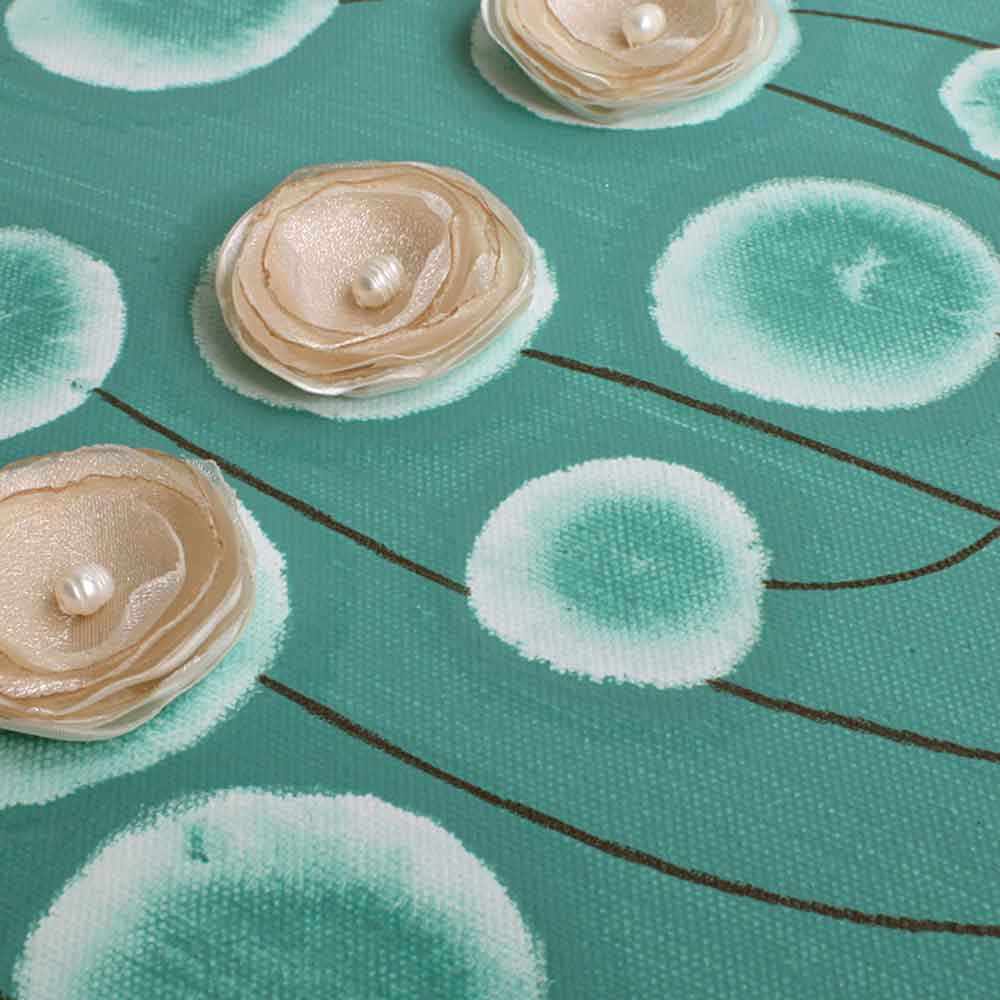 Close up all art teal poppies