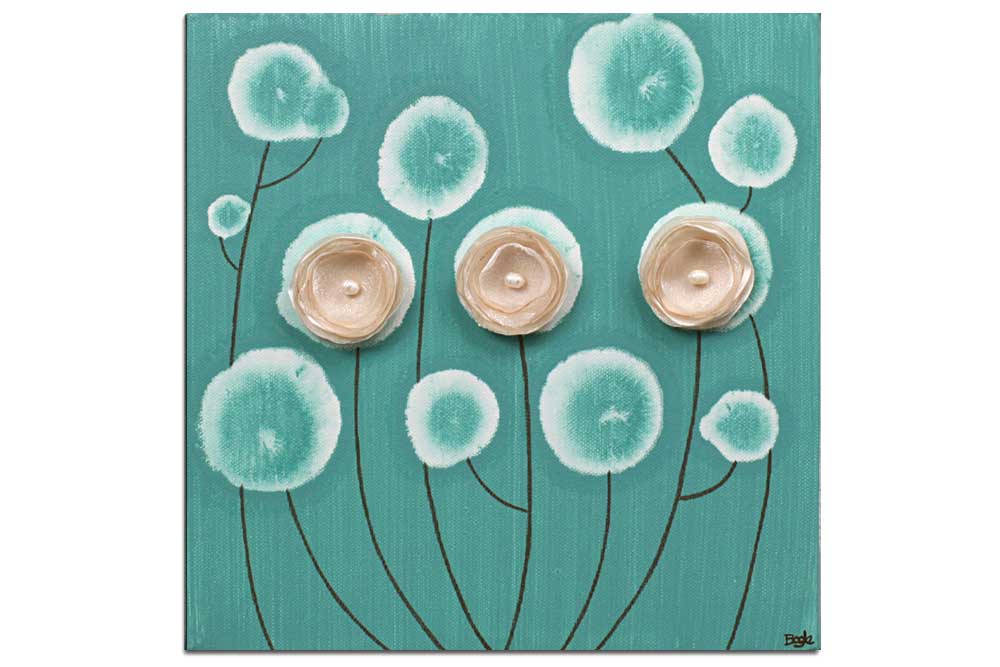 Wall art teal poppies