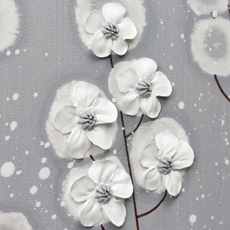 gray and white floral wall art