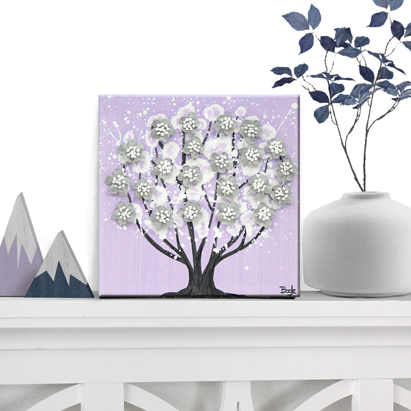 lilac purple tree on mini canvas art