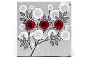 Gray and Red Canvas Art Painting of Roses – Small