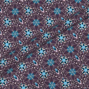 Fabric & Wallpaper: Art Deco Flowers and Triangles in Plum