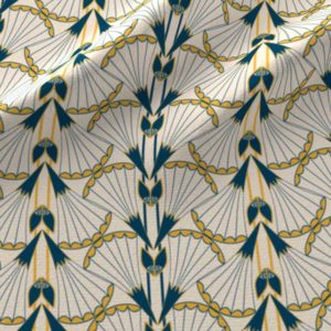 Fabric & Wallpaper: Art Deco Trumpet Flowers in Khaki, Yellow