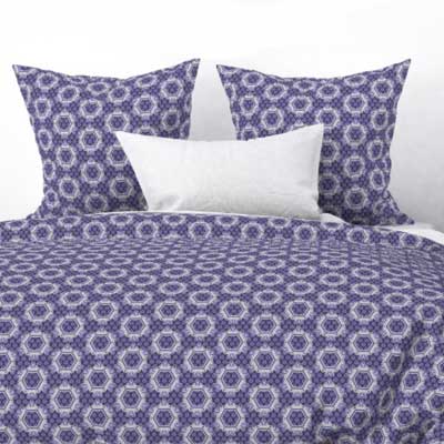 Bedding with purple hexagon print