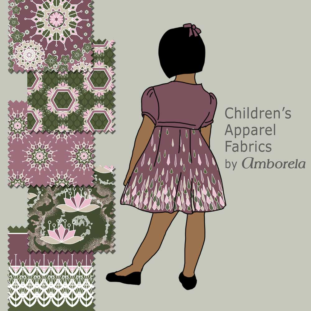 Pink dress border fabric for children's apparel