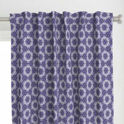 Curtains with purple hexagon pattern