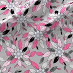Fabric & Wallpaper: Flowers and Leaves in Pink and Gray