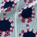 Fabric & Wallpaper: Hawaiian Floral Cameos in Teal, Burgundy