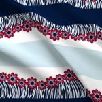 Fabric & Wallpaper: Hawaiian Floral Border Fringe Navy