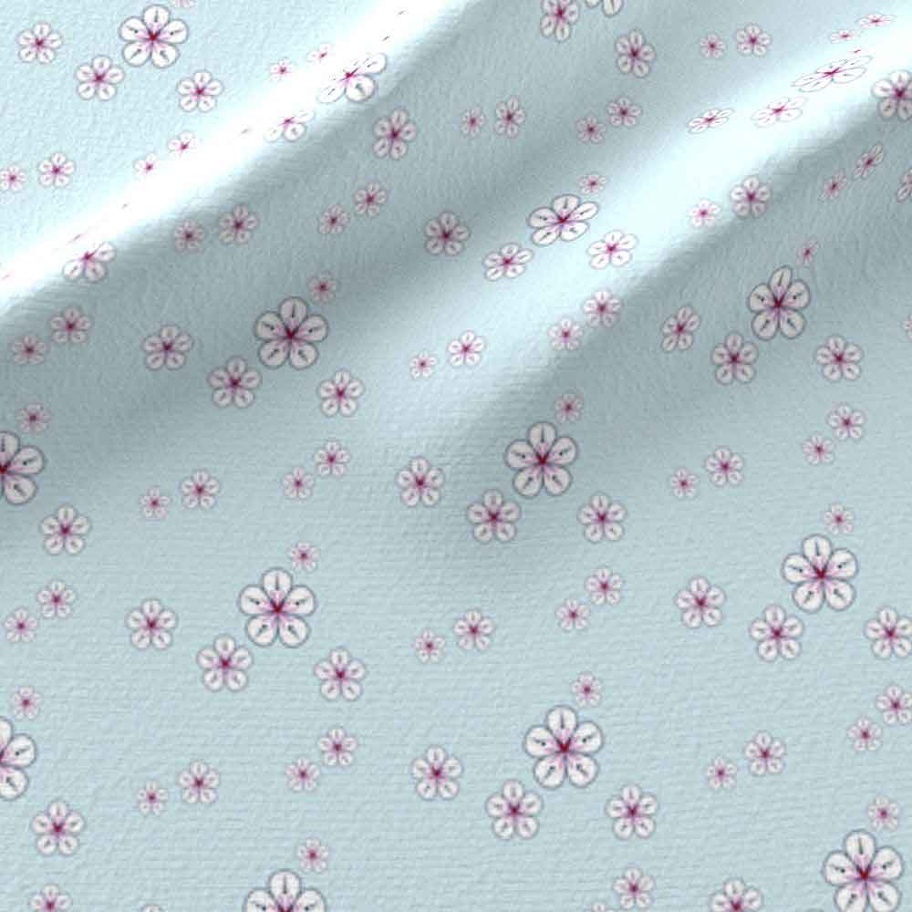 Hawaiian small print in light blue and pink floral