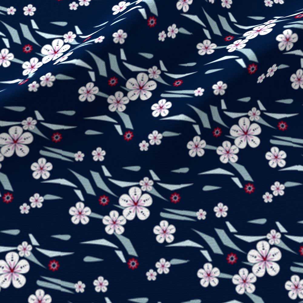 Hawaiian print in navy and pink floral