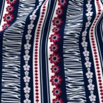 Fabric & Wallpaper: Hawaiian Floral Stripes in Navy, Burgundy
