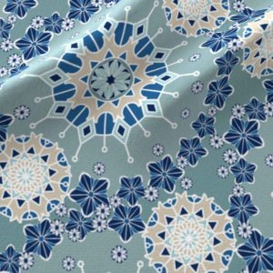 Fabric & Wallpaper: Large Mandalas in Blue, Aqua