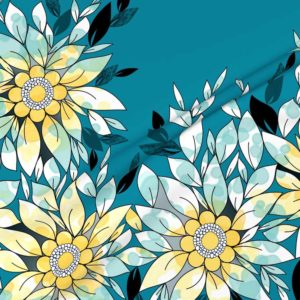 Fabric & Wallpaper: Large Watercolor Flowers in Blue, Yellow