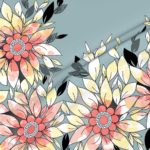 Fabric & Wallpaper: Large Watercolor Flowers in Blue, Peach