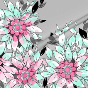 Fabric & Wallpaper: Large Watercolor Flower Border Pink, Mint