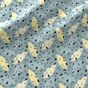 Fabric & Wallpaper: Leaf Prints in Blue and Yellow