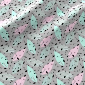 Fabric & Wallpaper: Leaf Prints in Pink, Gray, and Mint