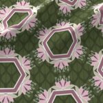 Fabric & Wallpaper: Lotus Blossom Hexagons in Green, Pink