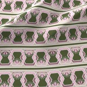 Fabric & Wallpaper: Hexagon Stripes and Lotus Pink, Green