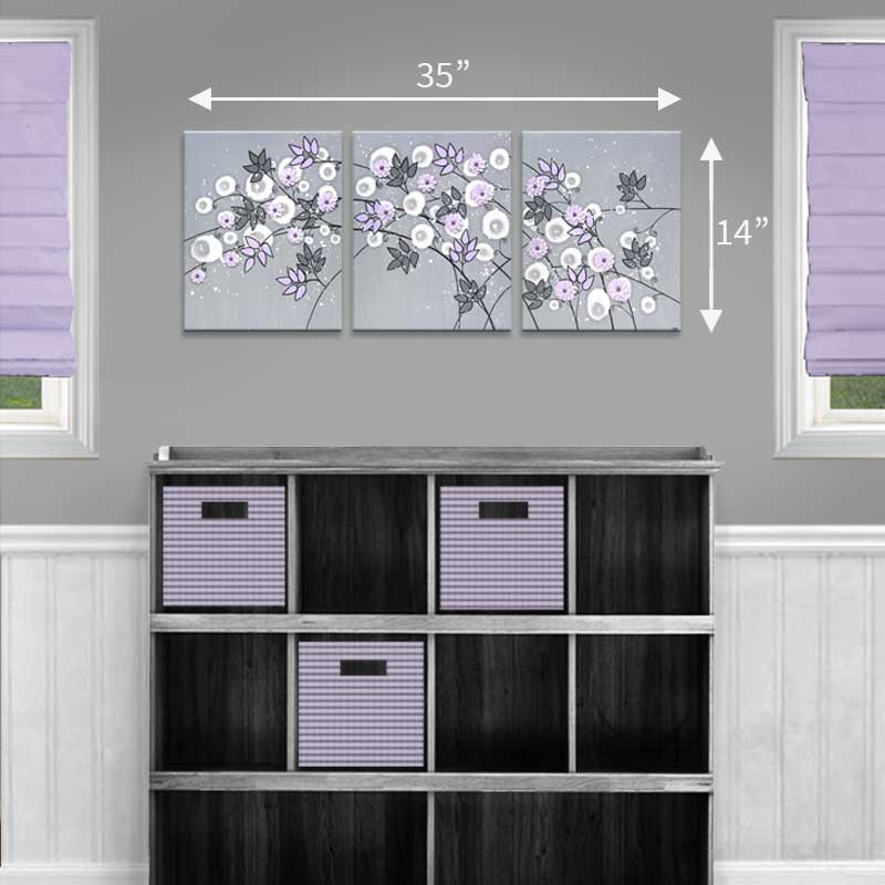 Medium size guide for gray and lilac flower nursery art