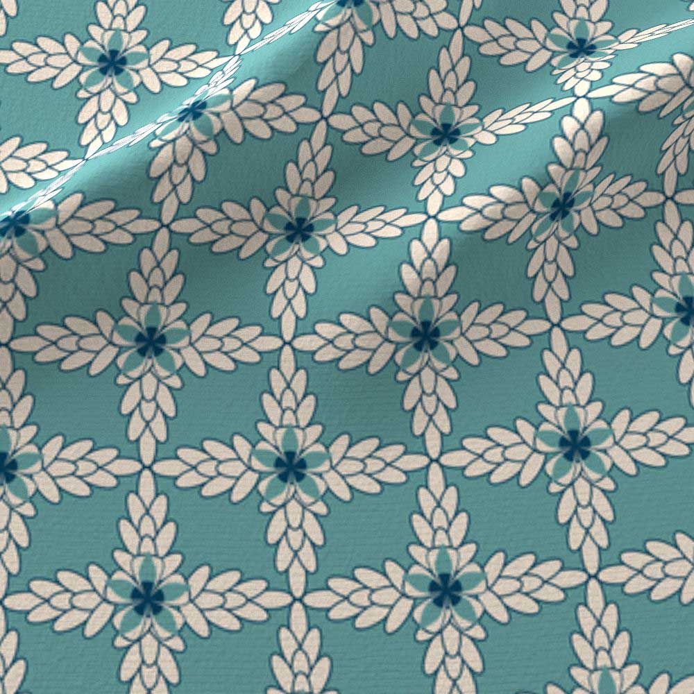 Diamond pattern of teal and khaki leaves