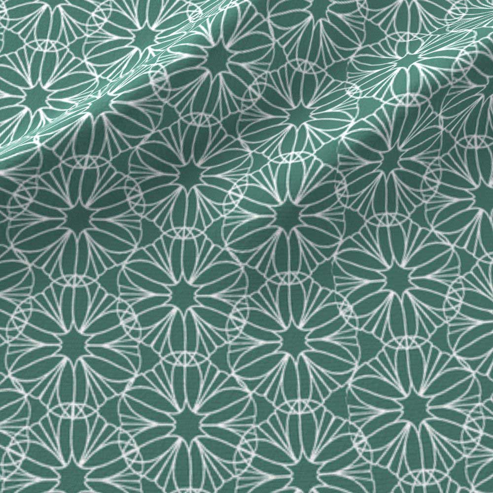 Geometric flowers in teal and white