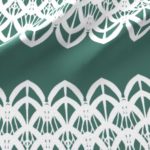 Fabric & Wallpaper: White Lace Border in Teal