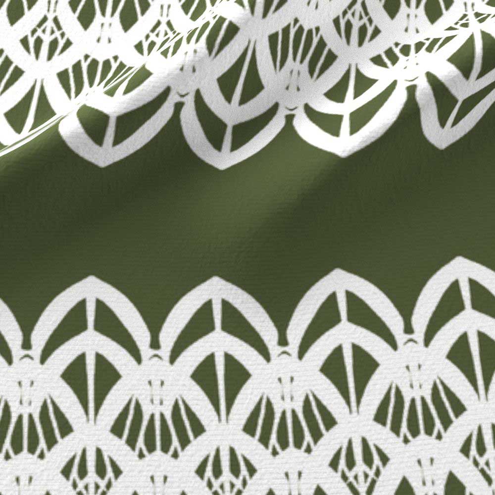 White lace border in olive green and white