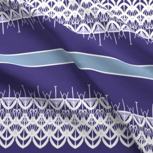 Fabric & Wallpaper: White Lace Border in Purple