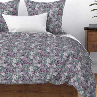 Bedding with purple rose pattern