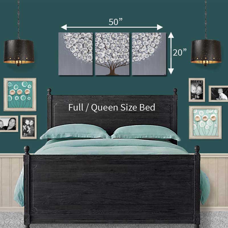 Canvas Sizes For Bedroom Wall Art, What Size Art Over King Bed