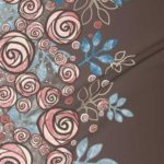 Fabric & Wallpaper: Large Floral Rose Border in Peach, Blue