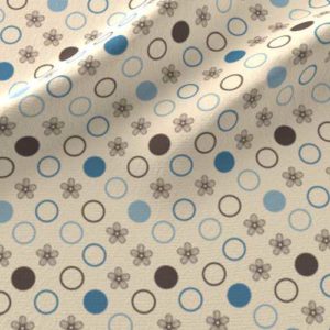 Fabric & Wallpaper: Polka Dot Flowers in Blue, Brown