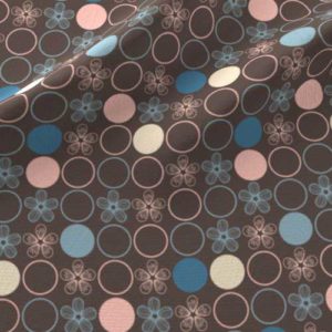 Fabric & Wallpaper: Polka Dot Flowers in Peach, Brown