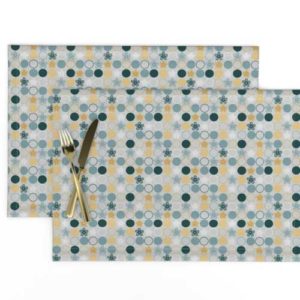 Fabric & Wallpaper: Polka Dot Flowers in Gray, Yellow, Blue