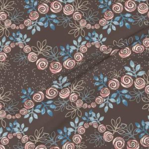 Fabric & Wallpaper: Rose Garland in Brown, Peach, Blue